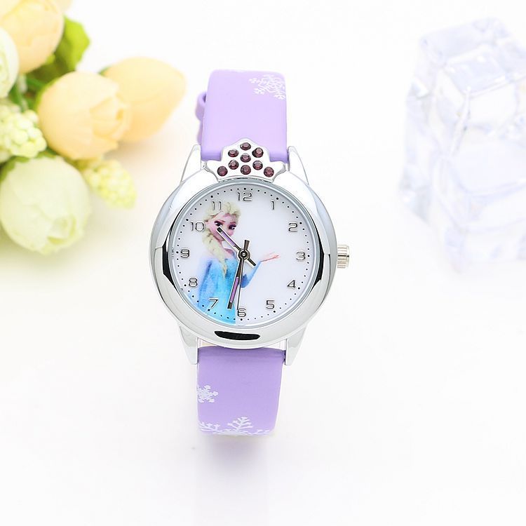 Foreign Trade Hot Selling Cute Frozen Children Cartoon Watch Men and Women Primary School Student Watch Small Dial Belt Quartz Watch