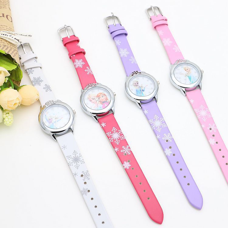 Foreign Trade Hot Selling Cute Frozen Children Cartoon Watch Men and Women Primary School Student Watch Small Dial Belt Quartz Watch