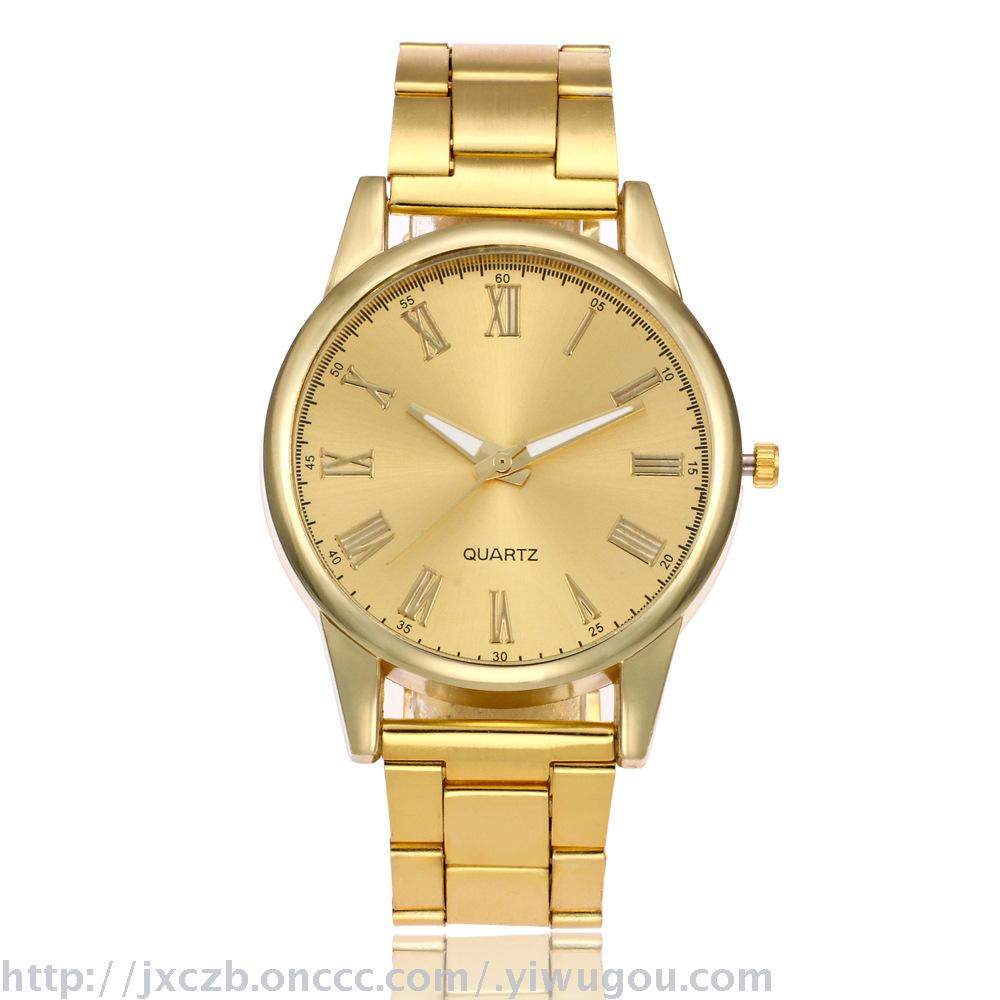 2017 new gold suit watch simple Roman digital steel watch
