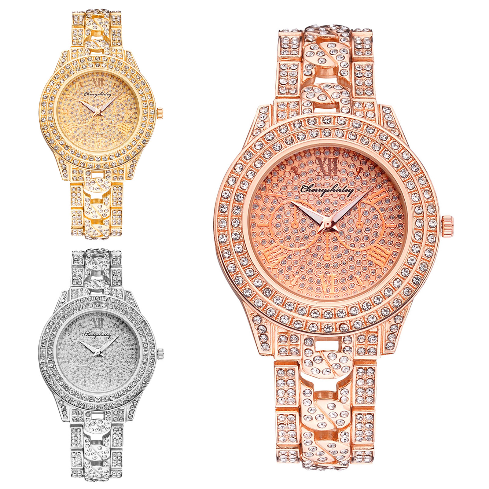 New Starry Steel Watch Rhinestone Diamond Women &#039;S Watch Fashion Student Watch Foreign Trade E-Commerce Supply