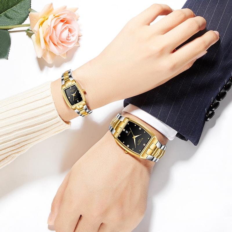 Fashion Couple Watch Square Steel Watch Men&#039;s Luminous Quartz Watch Women&#039;s Watch Wholesale