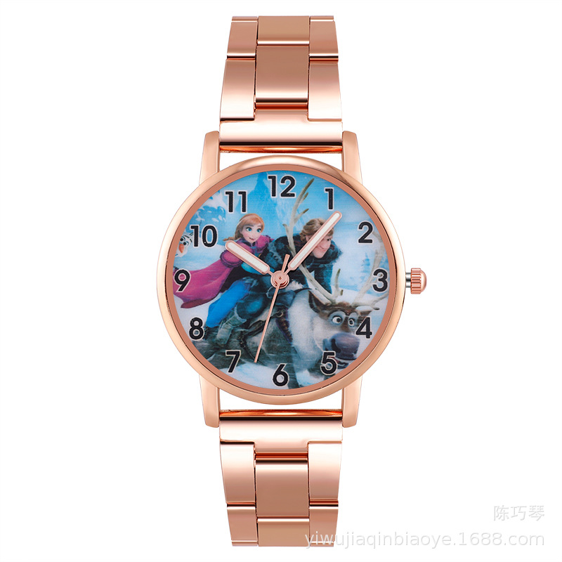 Foreign Trade New Frozen Steel Watch Student Quartz Watch Children&#039;s Gift Watch Cartoon Pattern Digital Watch