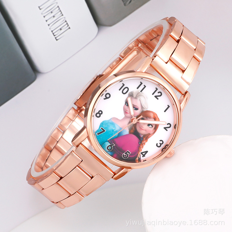 Foreign Trade New Frozen Steel Watch Student Quartz Watch Children&#039;s Gift Watch Cartoon Pattern Digital Watch