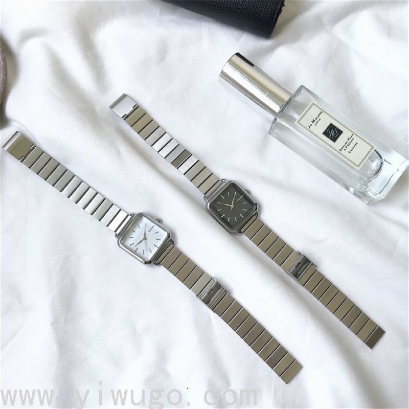 Internet Celebrity Ins Artistic Vintage Square Simple Steel Watch Female Small Square Watch Student&#039;s Watch Fashion