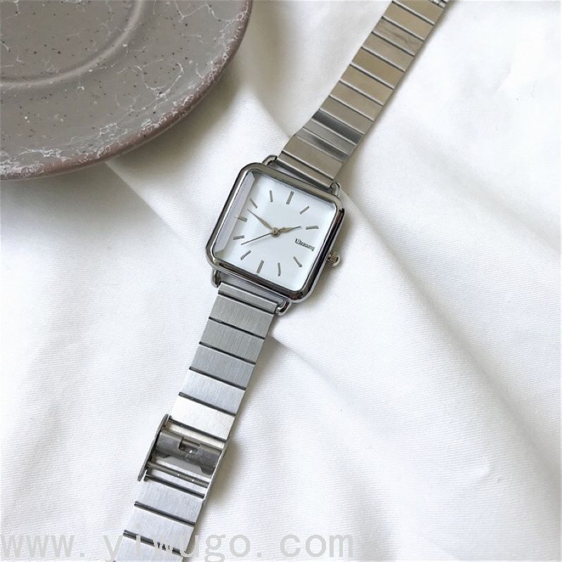 Internet Celebrity Ins Artistic Vintage Square Simple Steel Watch Female Small Square Watch Student&#039;s Watch Fashion