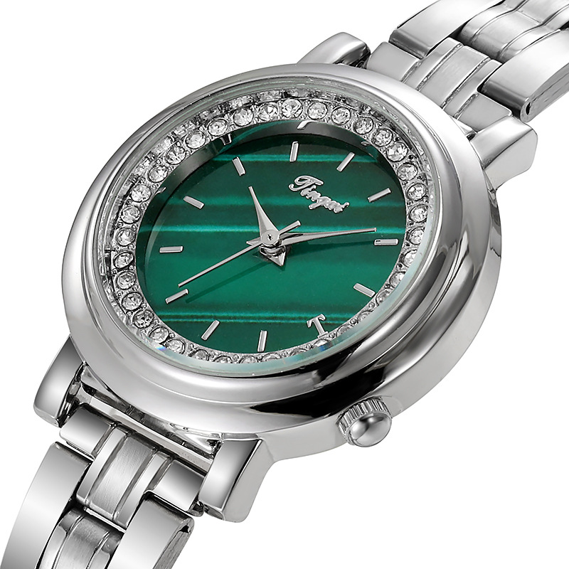 Quartz Watch  Quartz Movement Watch Ins Retro Style Women&#039;s Wristband Temperament Steel Watch Small Green Watch Disc