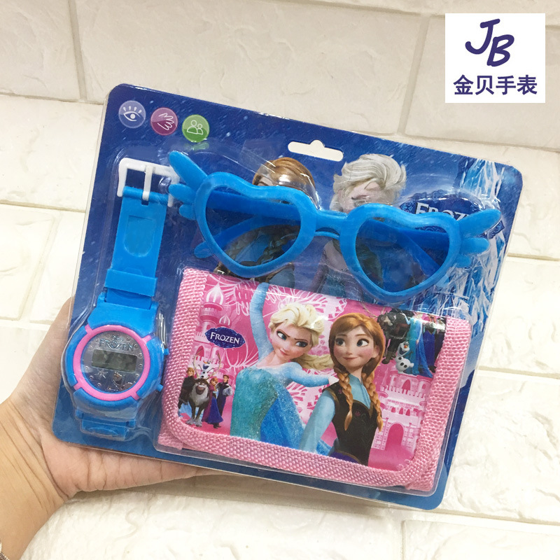 Children&#039;s Watch  Wallet  Glasses Set Cartoon Electronic Watch Coin Purse Kindergarten Cartoon Watch