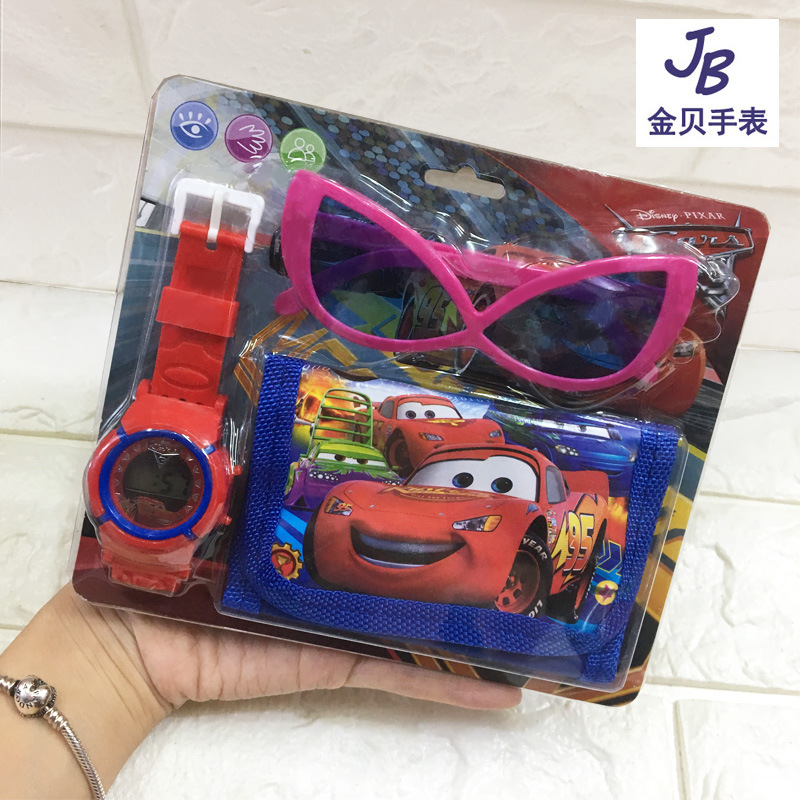 Children&#039;s Watch  Wallet  Glasses Set Cartoon Electronic Watch Coin Purse Kindergarten Cartoon Watch