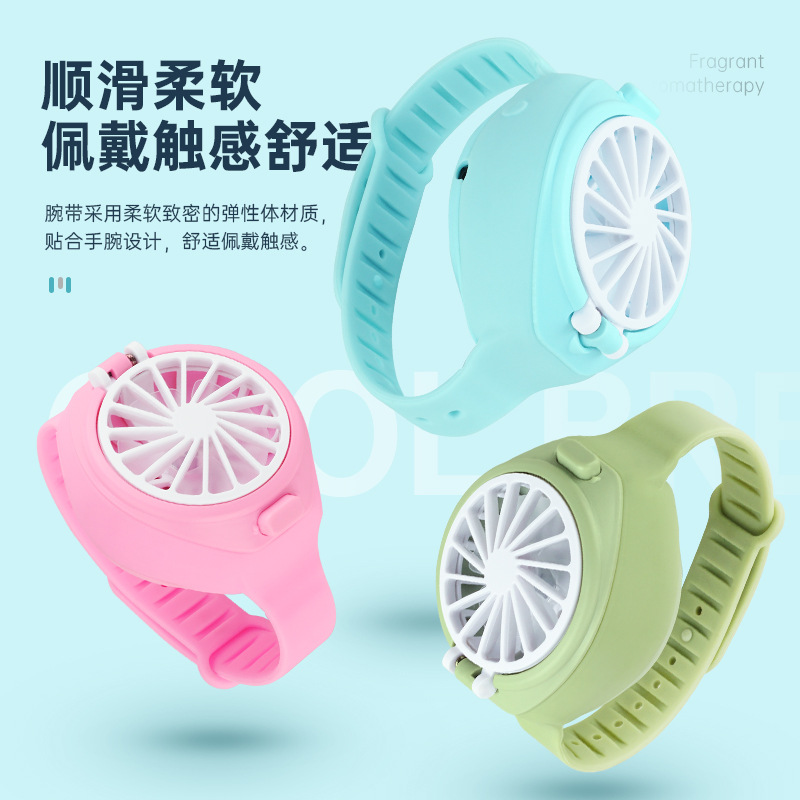Mini Charging Small Fan Creative Watch Fan Children&#039;s Girly Heart Gift Three-Speed Mute Portable Watch Fan
