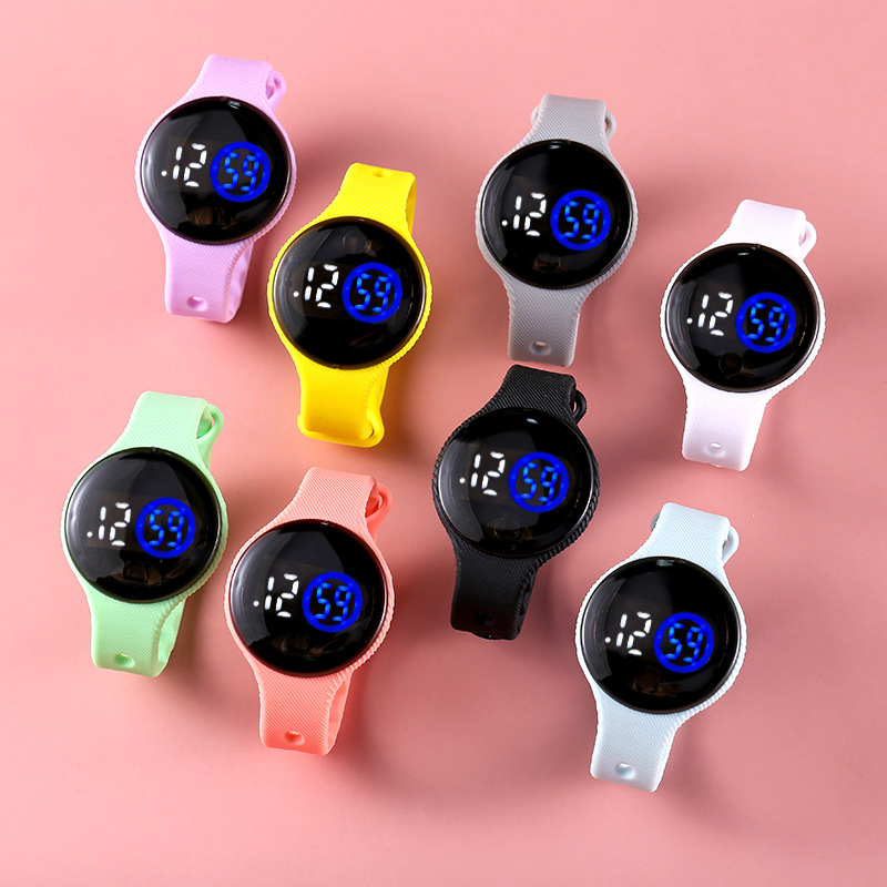 Style round Touch Bracelet Watch Student LED Electronic Watch Fashion Children&#039;s Plastic Swimming Waterproof Watch