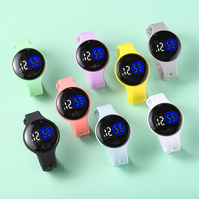 Style round Touch Bracelet Watch Student LED Electronic Watch Fashion Children&#039;s Plastic Swimming Waterproof Watch