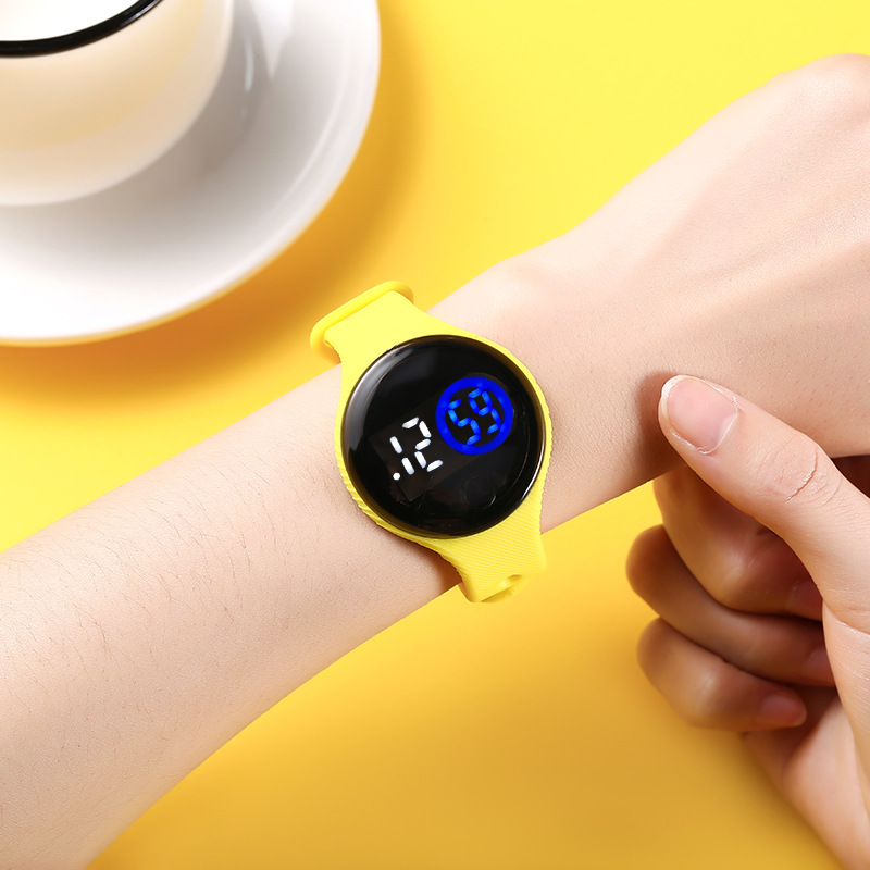 Style round Touch Bracelet Watch Student LED Electronic Watch Fashion Children&#039;s Plastic Swimming Waterproof Watch