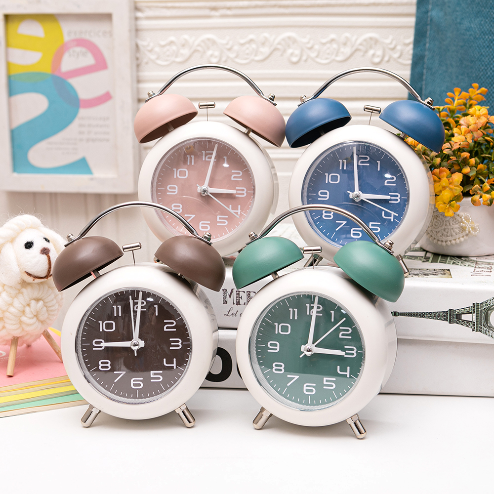 New Simple Digital 4-Inch Bell Alarm Clock Mute with Light Metal Bell Children Student Bedside Wake up Alarm Watch
