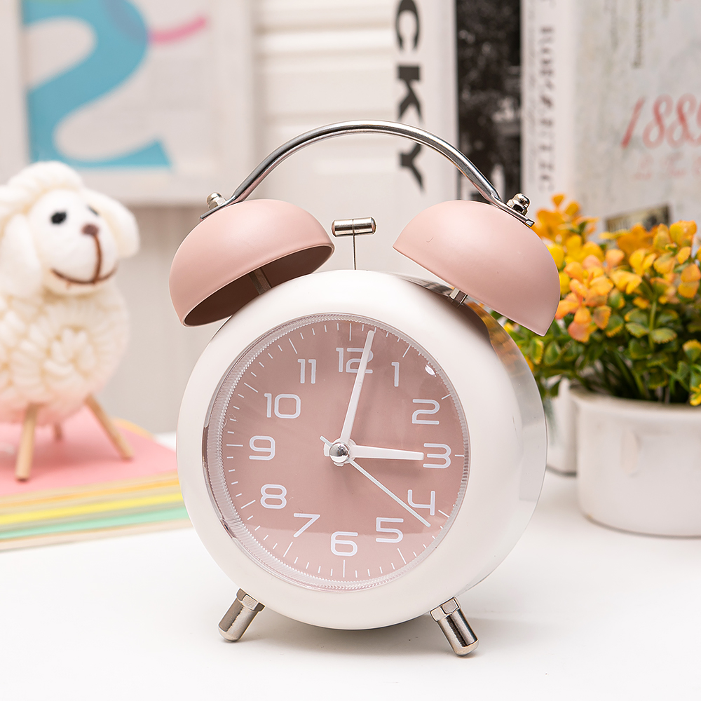 New Simple Digital 4-Inch Bell Alarm Clock Mute with Light Metal Bell Children Student Bedside Wake up Alarm Watch