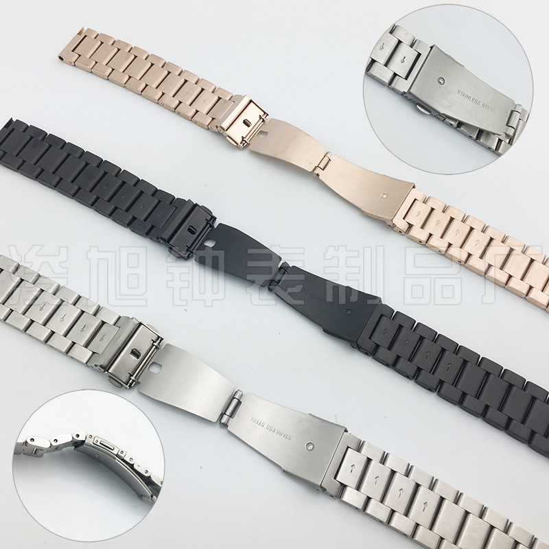 For Apple Apple Huawei Three Beads Stainless Steel Samsung Strap IWatch Metal Smart Watch Strap