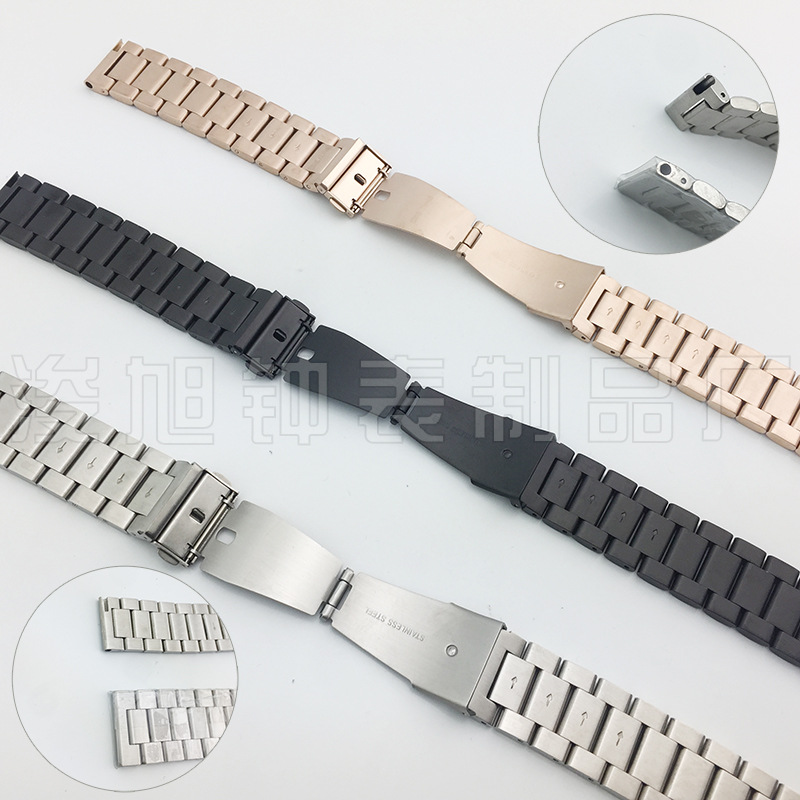 For Apple Apple Huawei Three Beads Stainless Steel Samsung Strap IWatch Metal Smart Watch Strap