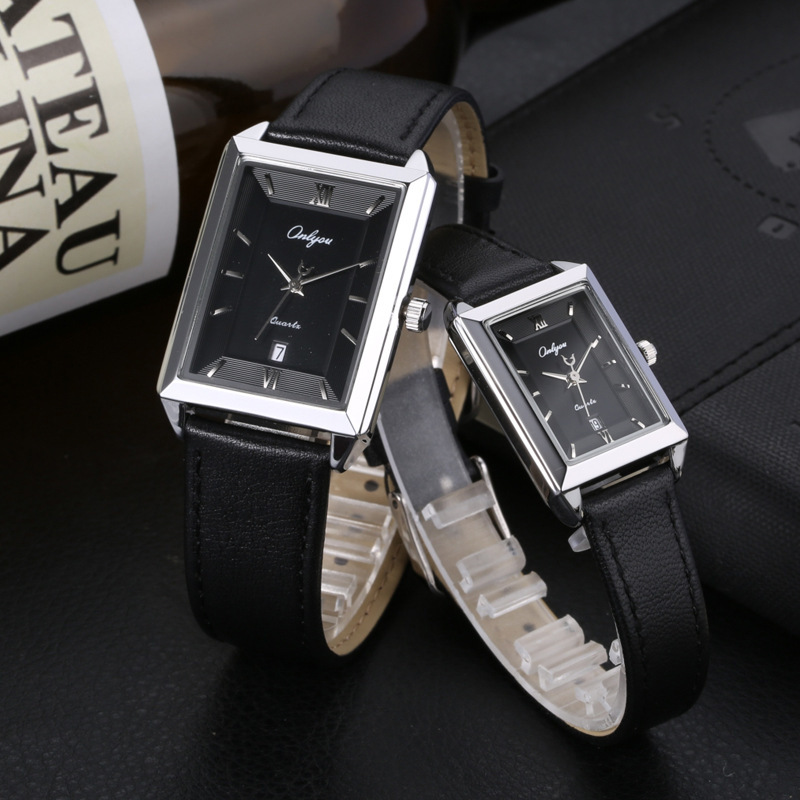 Metal Watch Olini New Simple Casual Square Belt Couple Roman Dial Large Calendar Quartz One Piece Dropshipping