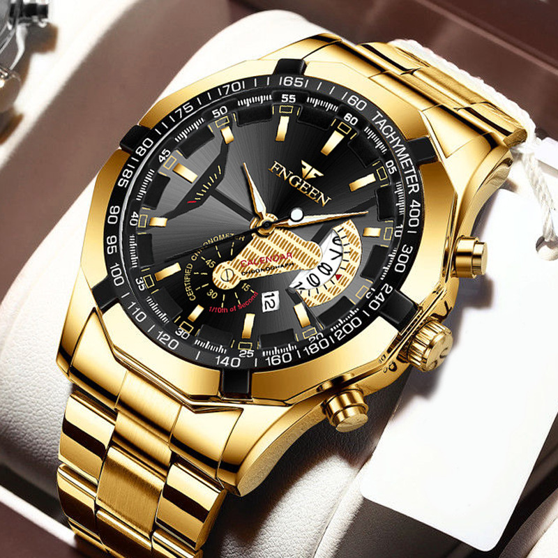 Fenzun Watch Waterproof Non-Mechanical Watch Large Dial Watch Oversized New Concept Calendar Net Metal Watch
