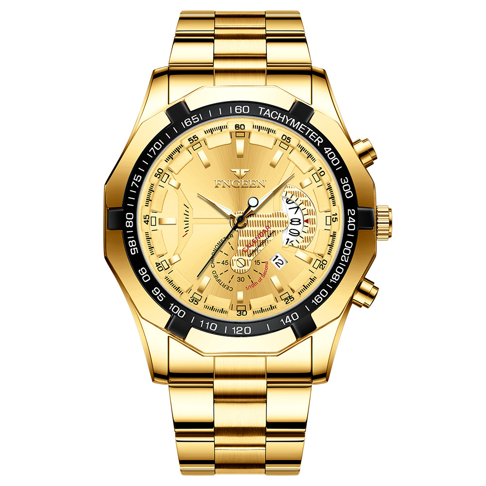 Fenzun Watch Waterproof Non-Mechanical Watch Large Dial Watch Oversized New Concept Calendar Net Metal Watch
