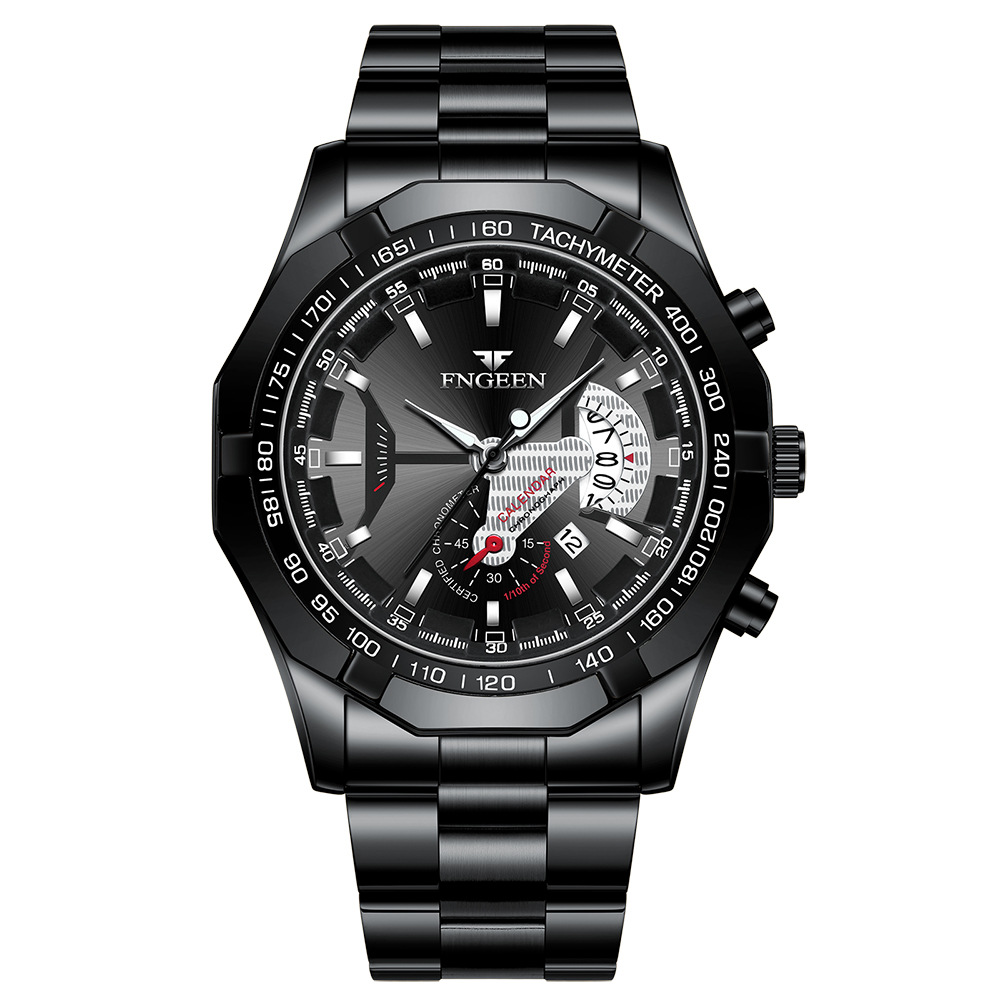 Fenzun Watch Waterproof Non-Mechanical Watch Large Dial Watch Oversized New Concept Calendar Net Metal Watch