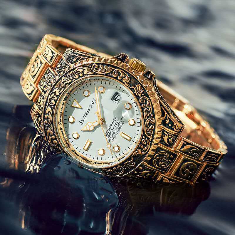 Hot Sale Cross-Border Water Ghost Men &#039;S Full-Automatic Waterproof Watch Men &#039;S Douyin Online Influencer Metal Watch