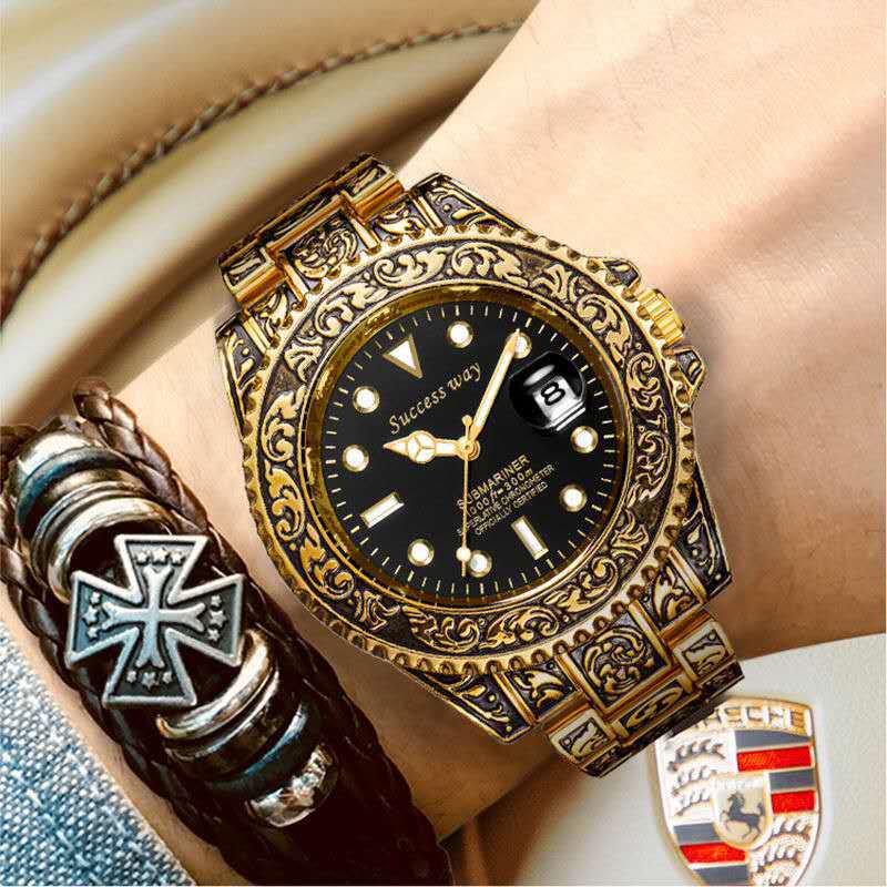 Hot Sale Cross-Border Water Ghost Men &#039;S Full-Automatic Waterproof Watch Men &#039;S Douyin Online Influencer Metal Watch