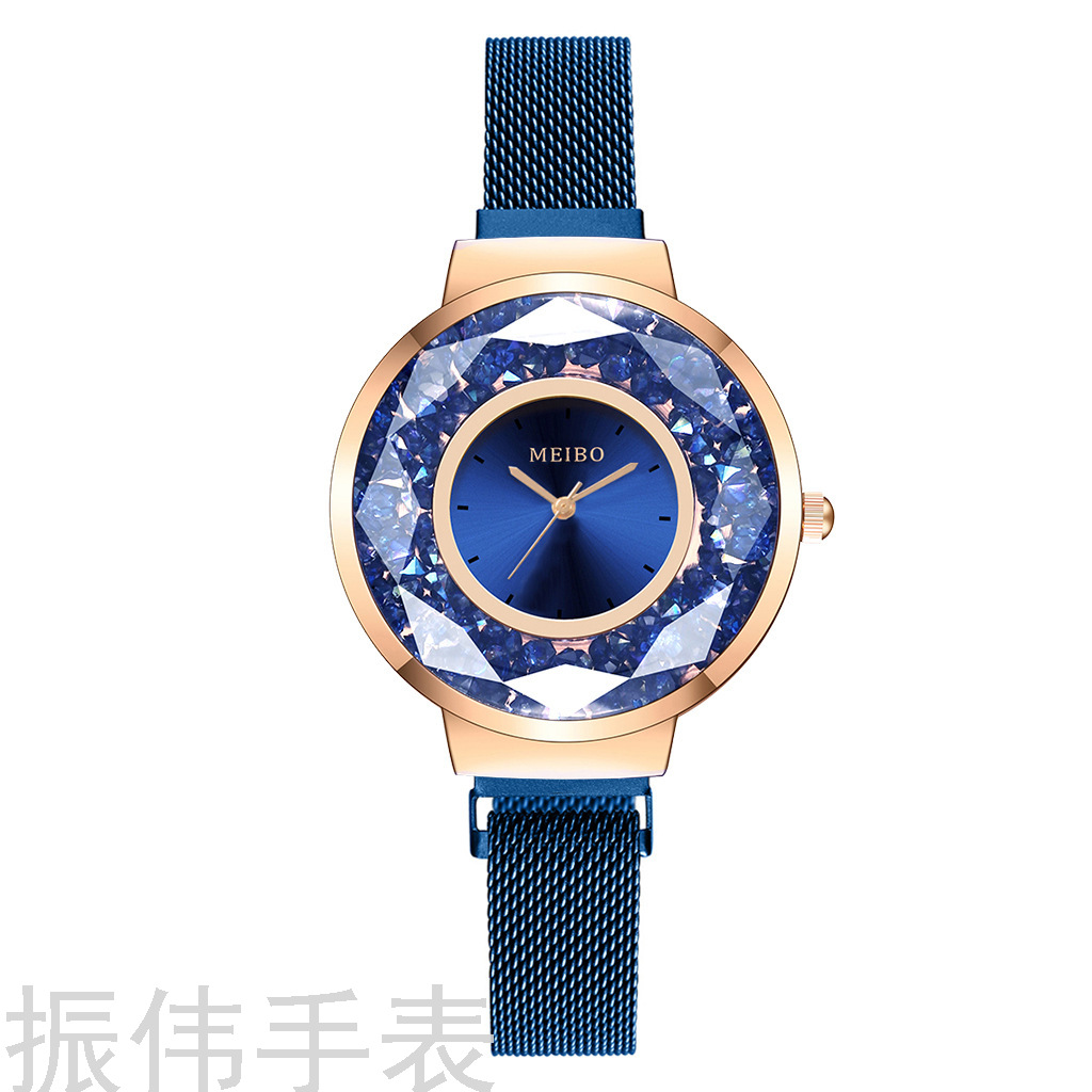 Meibo Brand Fashion Alloy Magnetic Buckle Strap Quicksand Women&#039;s Watch Simple All-Match Quartz Watch