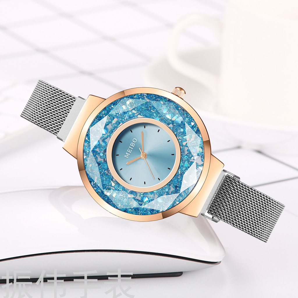 Meibo Brand Fashion Alloy Magnetic Buckle Strap Quicksand Women&#039;s Watch Simple All-Match Quartz Watch