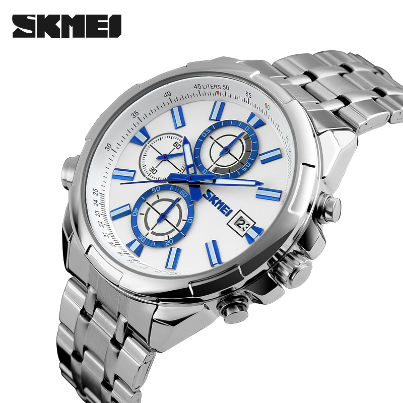 Korean students waterproof business quartz watch simple fashion steel band sports men&#039;s watch