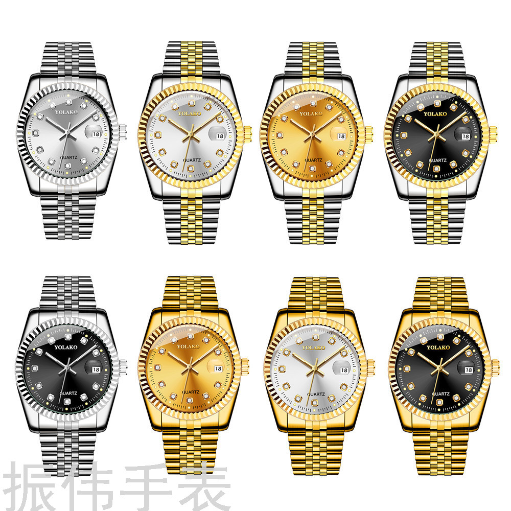 Yolako Brand Men&#039;s Alloy Steel Belt Watch Fashion Diamond Square Quartz Watch Casual Watch