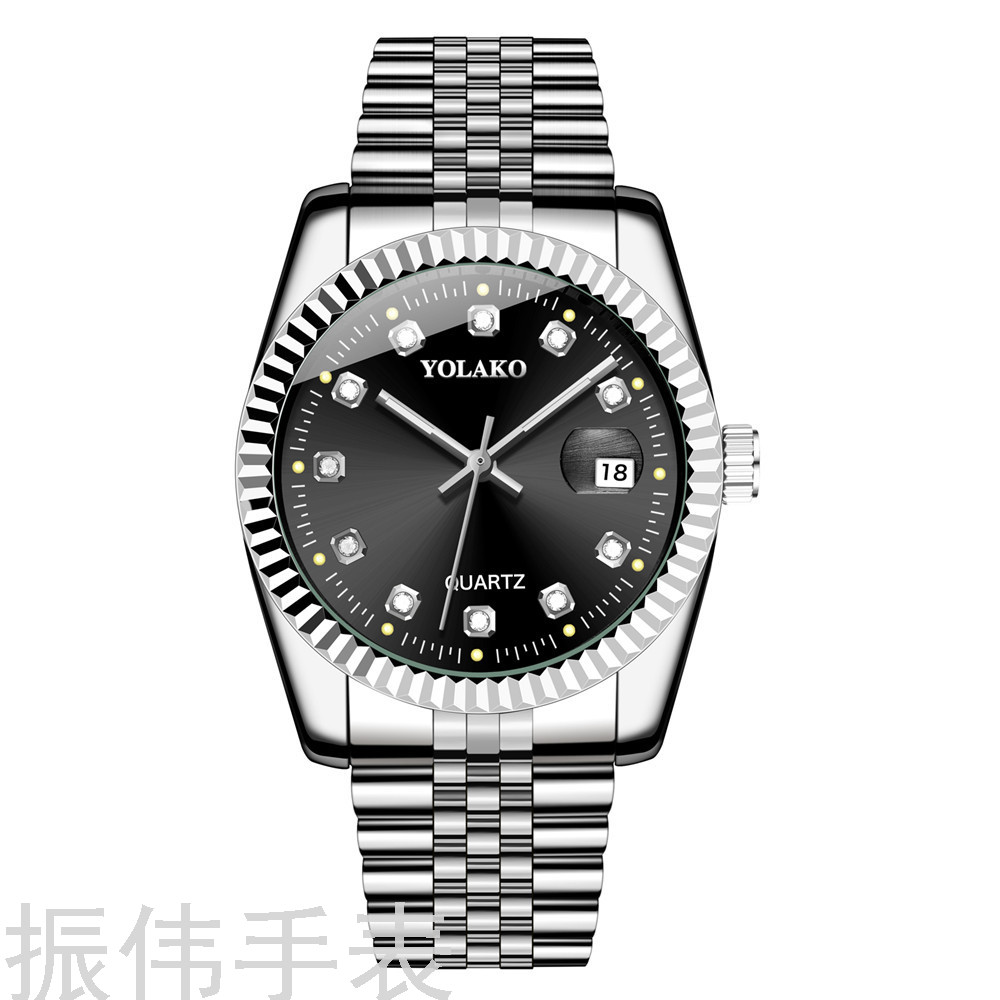 Yolako Brand Men&#039;s Alloy Steel Belt Watch Fashion Diamond Square Quartz Watch Casual Watch