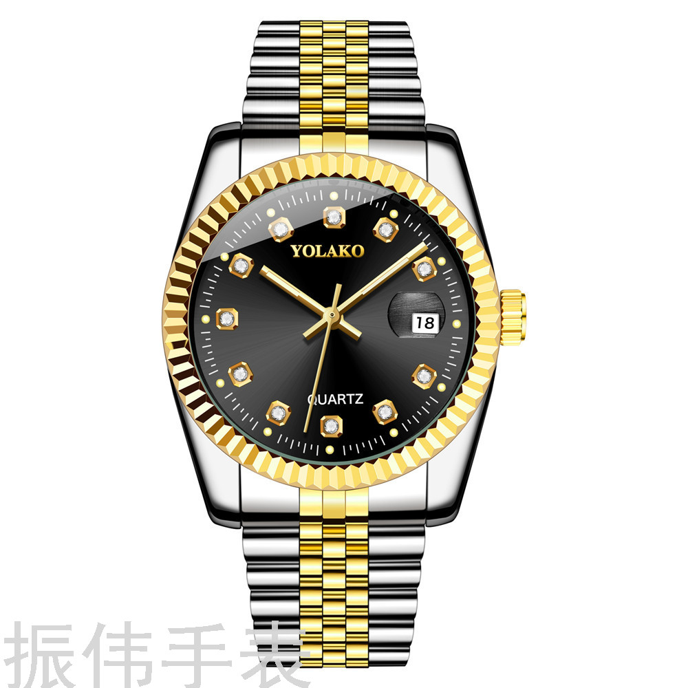 Yolako Brand Men&#039;s Alloy Steel Belt Watch Fashion Diamond Square Quartz Watch Casual Watch