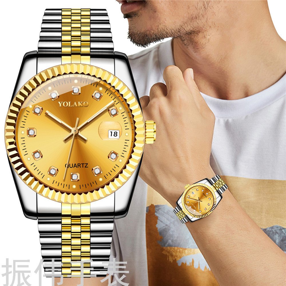 Yolako Brand Men&#039;s Alloy Steel Belt Watch Fashion Diamond Square Quartz Watch Casual Watch