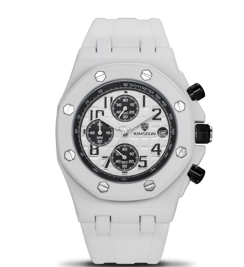 Jin SHIDUN Fashion Watch Men&#039;s Silicone Band Three-Eye Multi-Functional Waterproof Sports Quartz Watch Wholesale