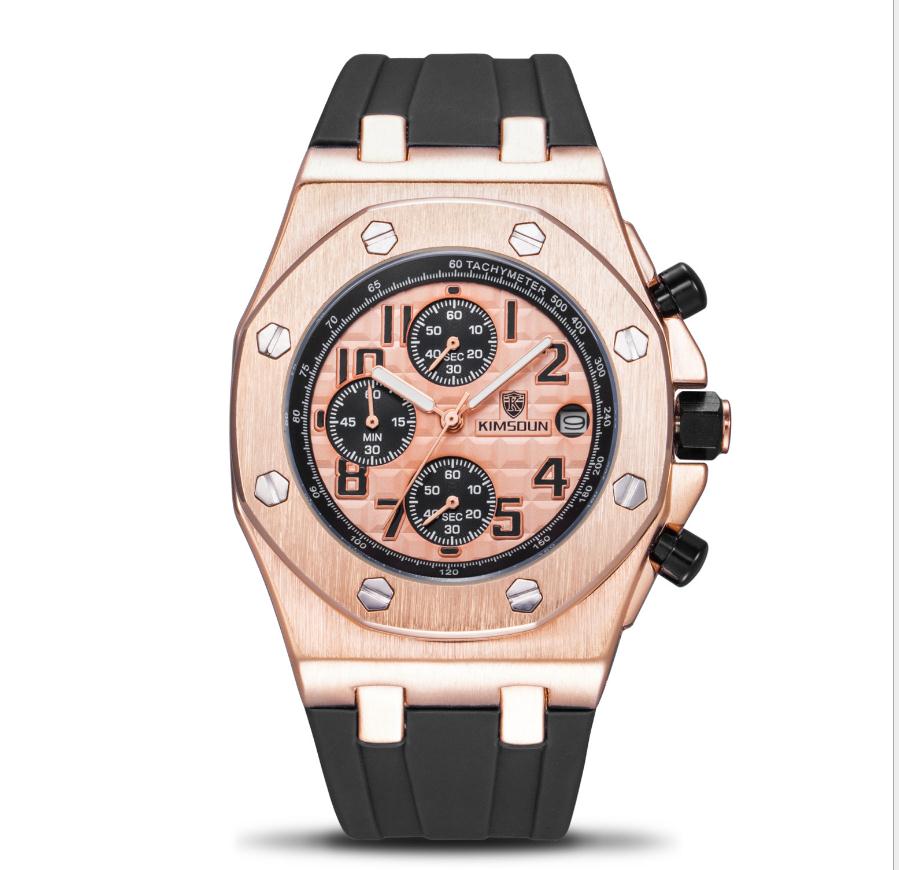  Jin SHIDUN Fashion Watch Men&#039;s Silicone Band Three-Eye Multi-Functional Waterproof Sports Quartz Watch Wholesale