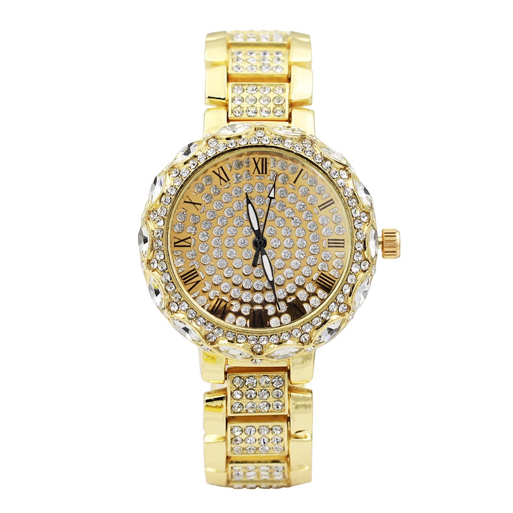 The new lace big drill full Roman scale steel belt ladies watch fashion watch female quartz watch manufacturers direct