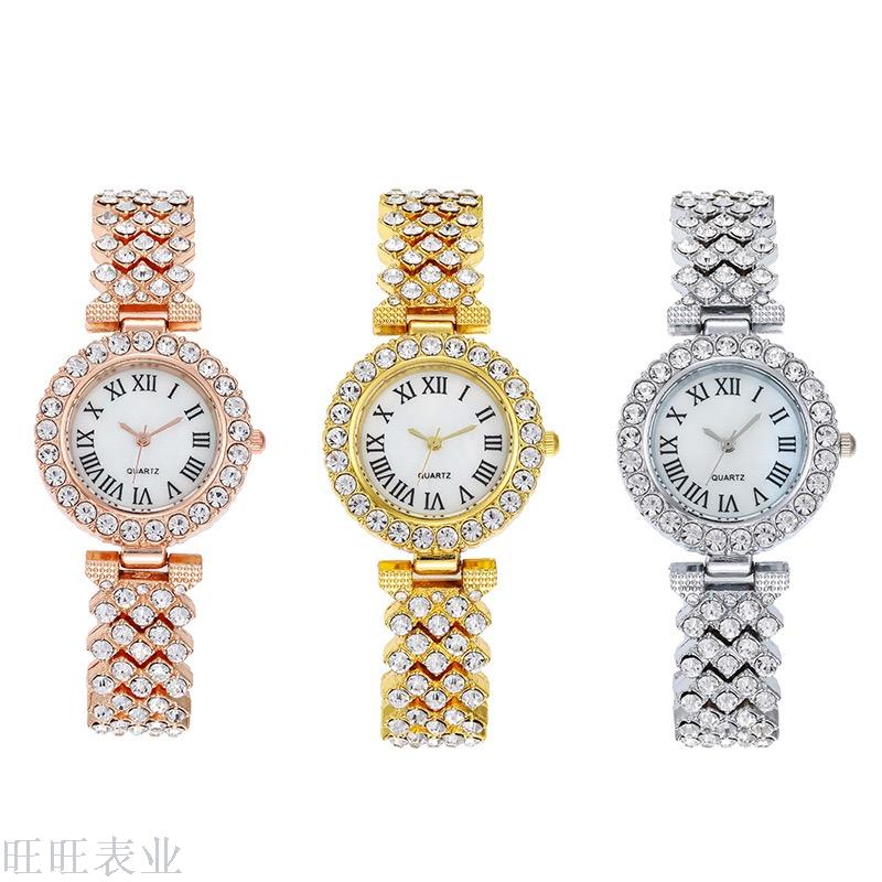 New Roman graduated bracelet watch lady full diamond female watch alloy female foreign trade leisure quartz watch