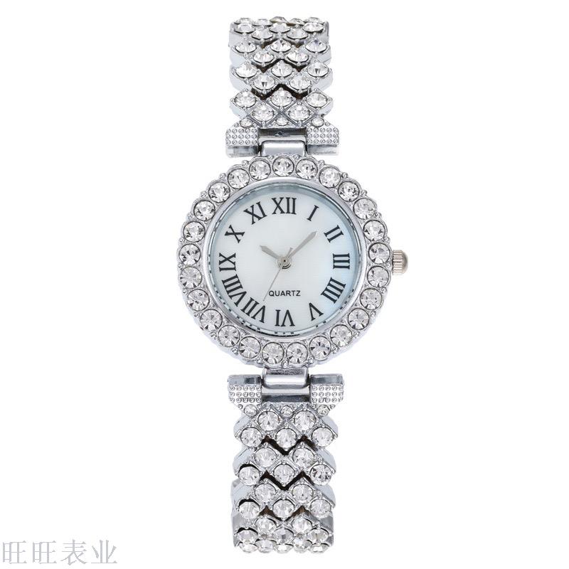 New Roman graduated bracelet watch lady full diamond female watch alloy female foreign trade leisure quartz watch