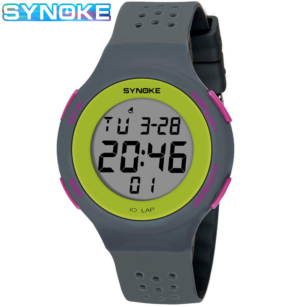 Synoke Ultra-Thin LED Swimming Waterproof Electronic Watch Porous Breathable Fashion Sport Watch Student Couple Electronic Watch