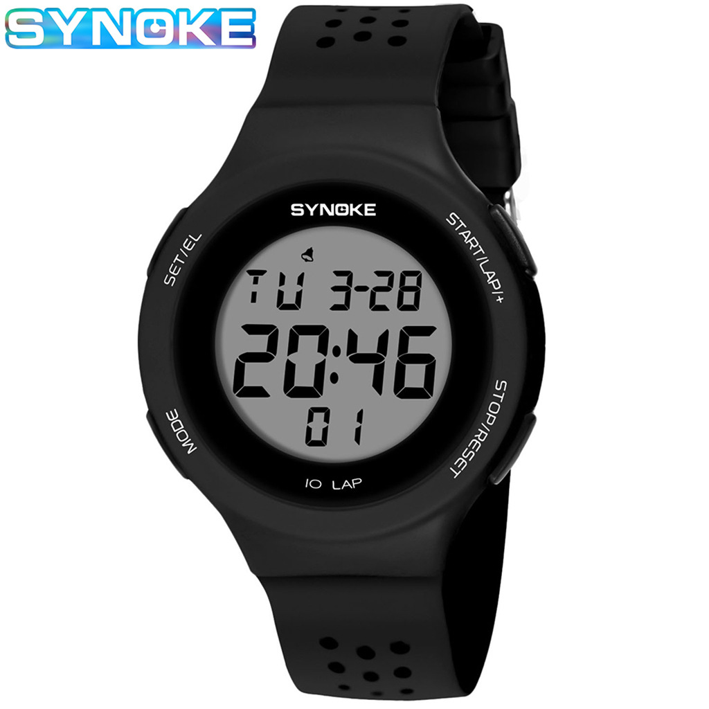Synoke Ultra-Thin LED Swimming Waterproof Electronic Watch Porous Breathable Fashion Sport Watch Student Couple Electronic Watch