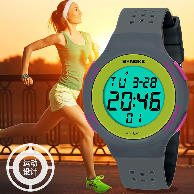 Synoke Ultra-Thin LED Swimming Waterproof Electronic Watch Porous Breathable Fashion Sport Watch Student Couple Electronic Watch