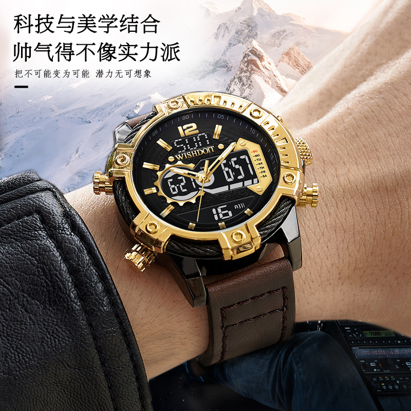 New Watch Men&#039;s Large Dial Sports Trend Foreign Trade Popular Style Genuine Double Display Quartz Watch Sport Watch