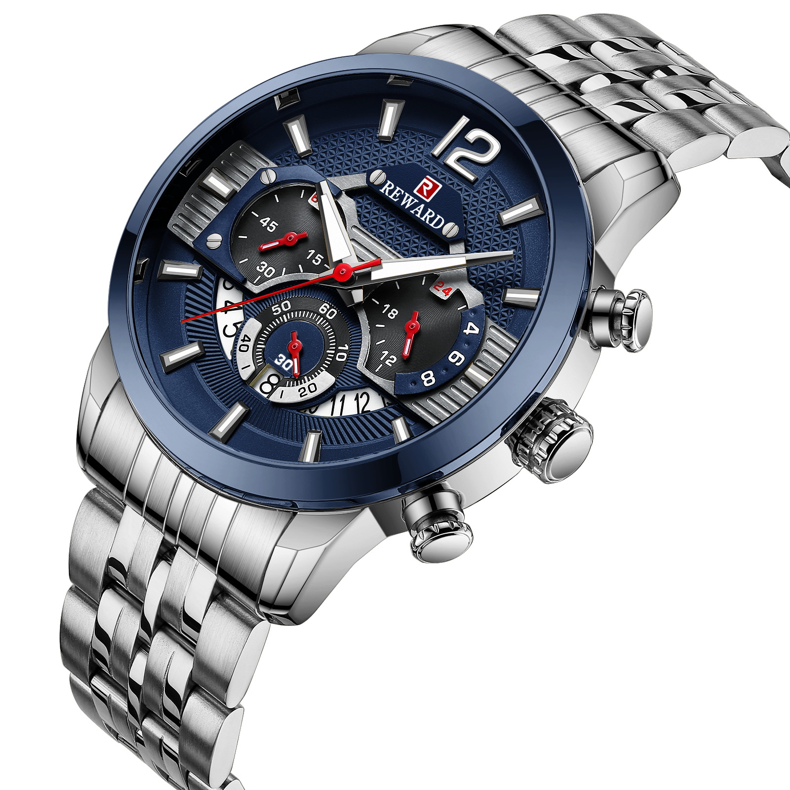 Reward Genuine Men&#039;s Sports Watch Waterproof Luminous Five Beads Solid Steel Belt Multifunctional Sport Watch