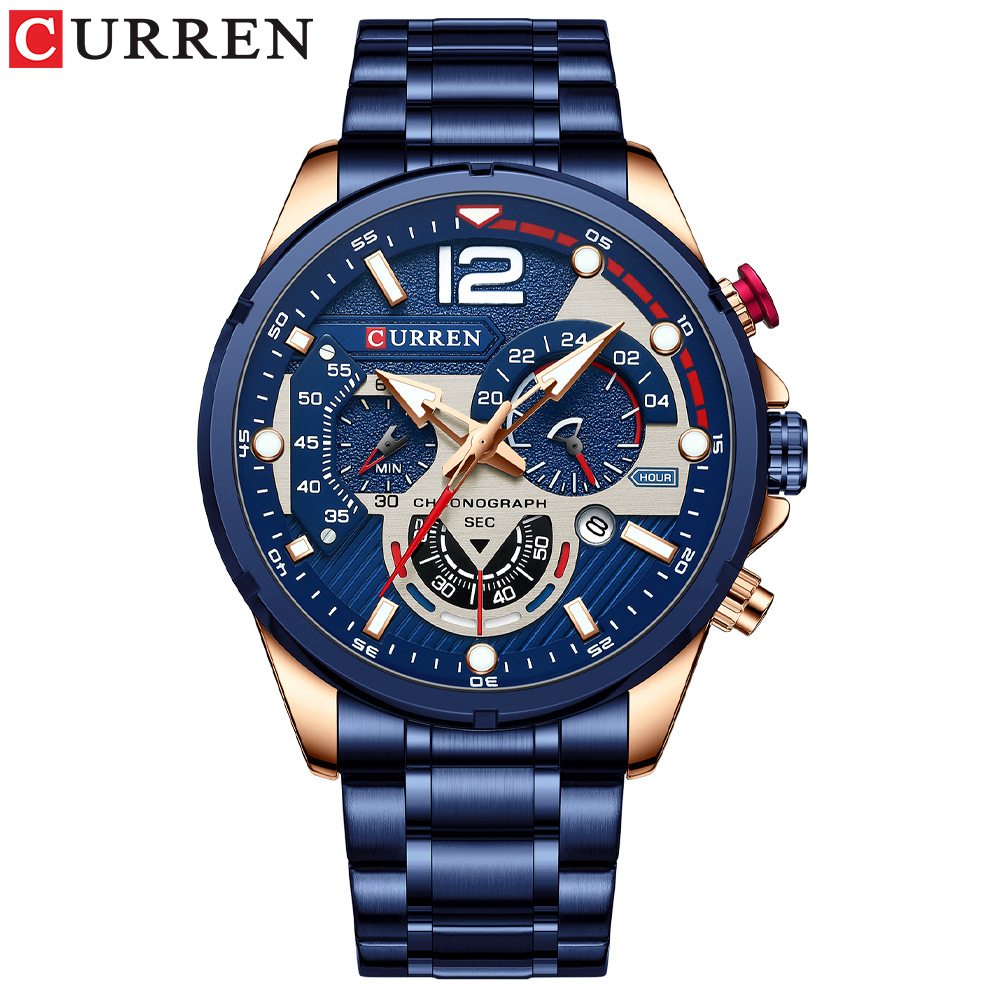 Curren 8395 Men&#039;s Watch Calendar Men&#039;s Watch Six-Pin Steel Belt Watch Quartz Watch Sports Men&#039;s Watch Sport Watch