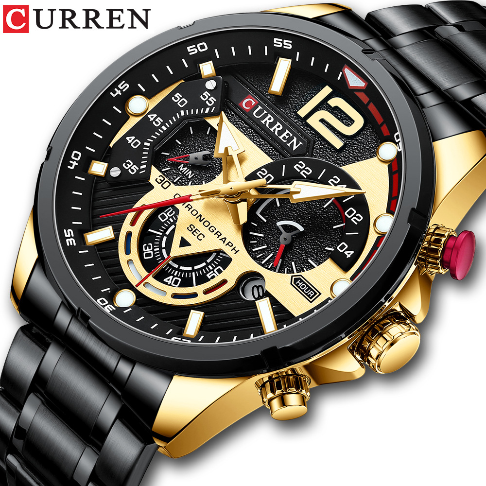 Curren 8395 Men&#039;s Watch Calendar Men&#039;s Watch Six-Pin Steel Belt Watch Quartz Watch Sports Men&#039;s Watch Sport Watch