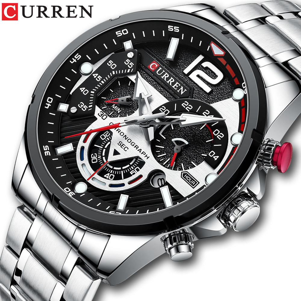 Curren 8395 Men&#039;s Watch Calendar Men&#039;s Watch Six-Pin Steel Belt Watch Quartz Watch Sports Men&#039;s Watch Sport Watch