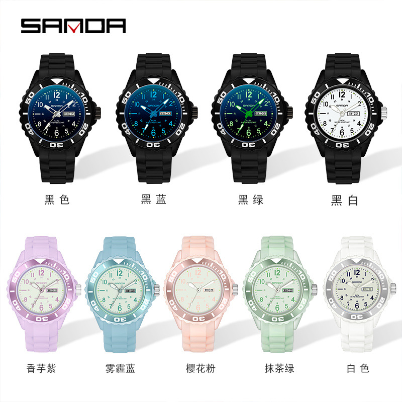 Sanda Fashion Casual Exercise Watch Simple Personality Night Vision Fluorescent Digital Watch Double Sport Watch