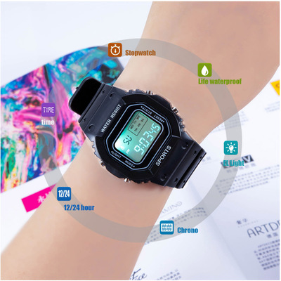 Internet Hot Unicorn Fashion Electronic Sports Watch Matcha Green Men and Women Square Student Led Watch Waterproof