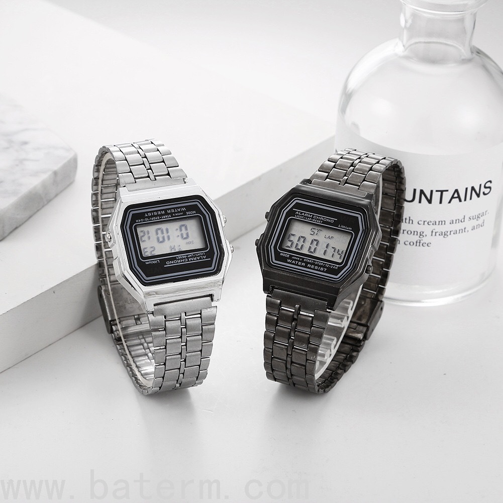 WeChat Foreign Trade Hot Selling Fashion Casual Multi-Functional Metal Strap Electronic Watch  Ultra-Thin LED  Watch