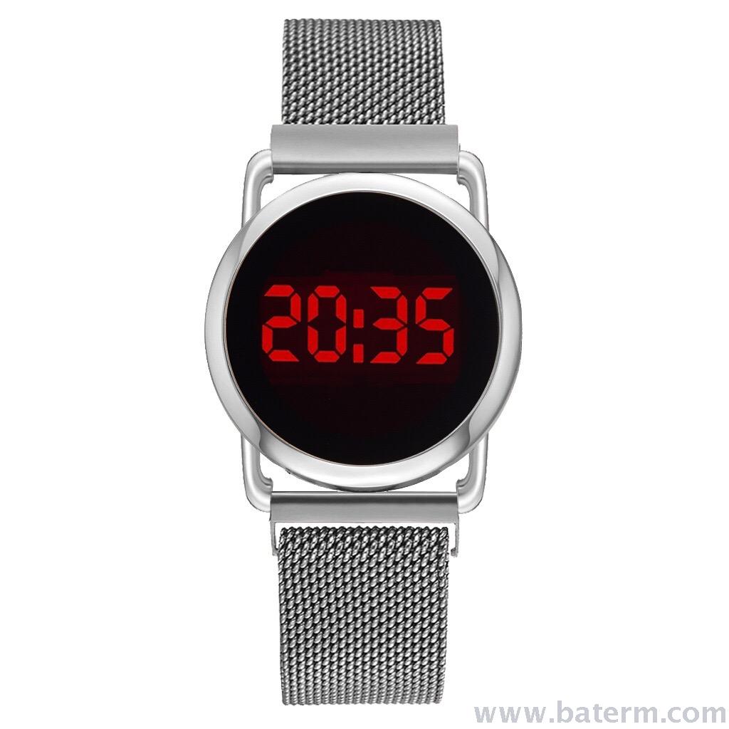 Fashionable hot sport round magnetic absorbing watch strap led watch students watch